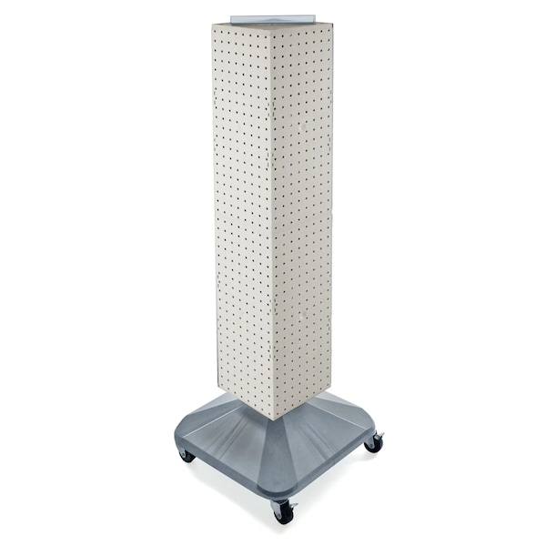 4-Sided Pegboard Floor Spinner Rack w/ Wheels. Black 8"W x 48"H